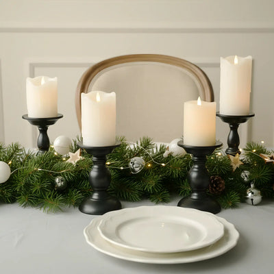 White Melted Pillar Candles – Set of 3