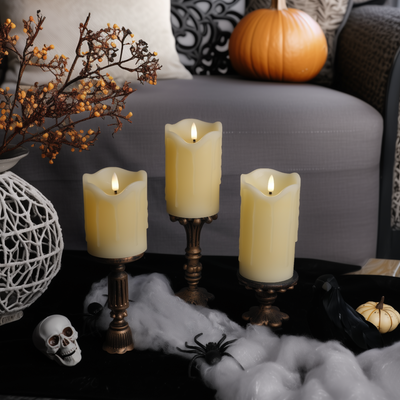 Drip Flameless Pillar Candles – Set of 3