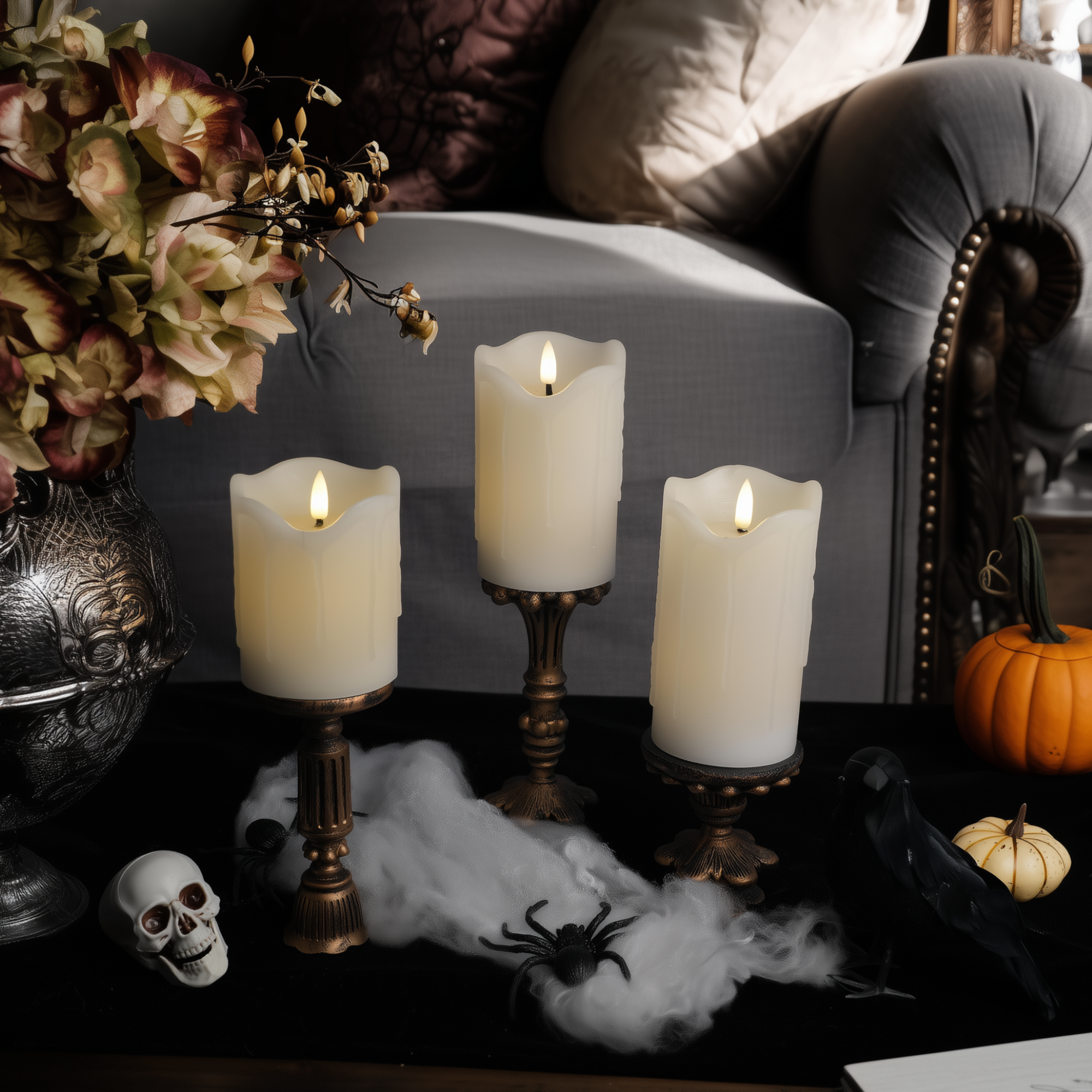 Melted Pillar Candles, Set of 3