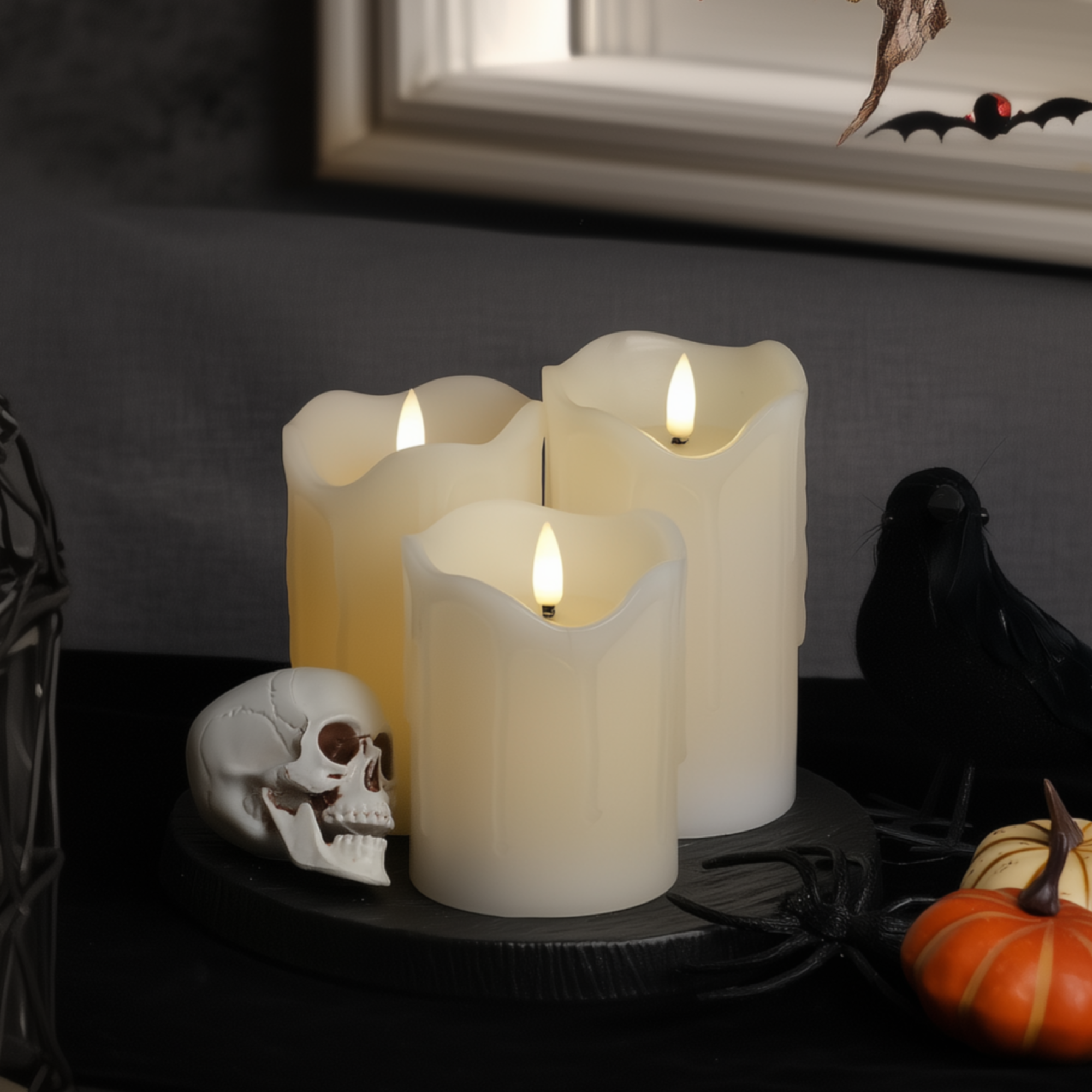 Melted Pillar Candles, Set of 3