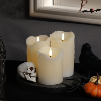 Melted Pillar Candles, Set of 3