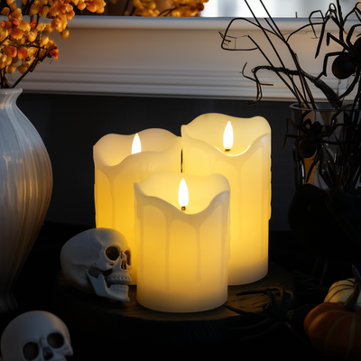 Drip Flameless Pillar Candles – Set of 3