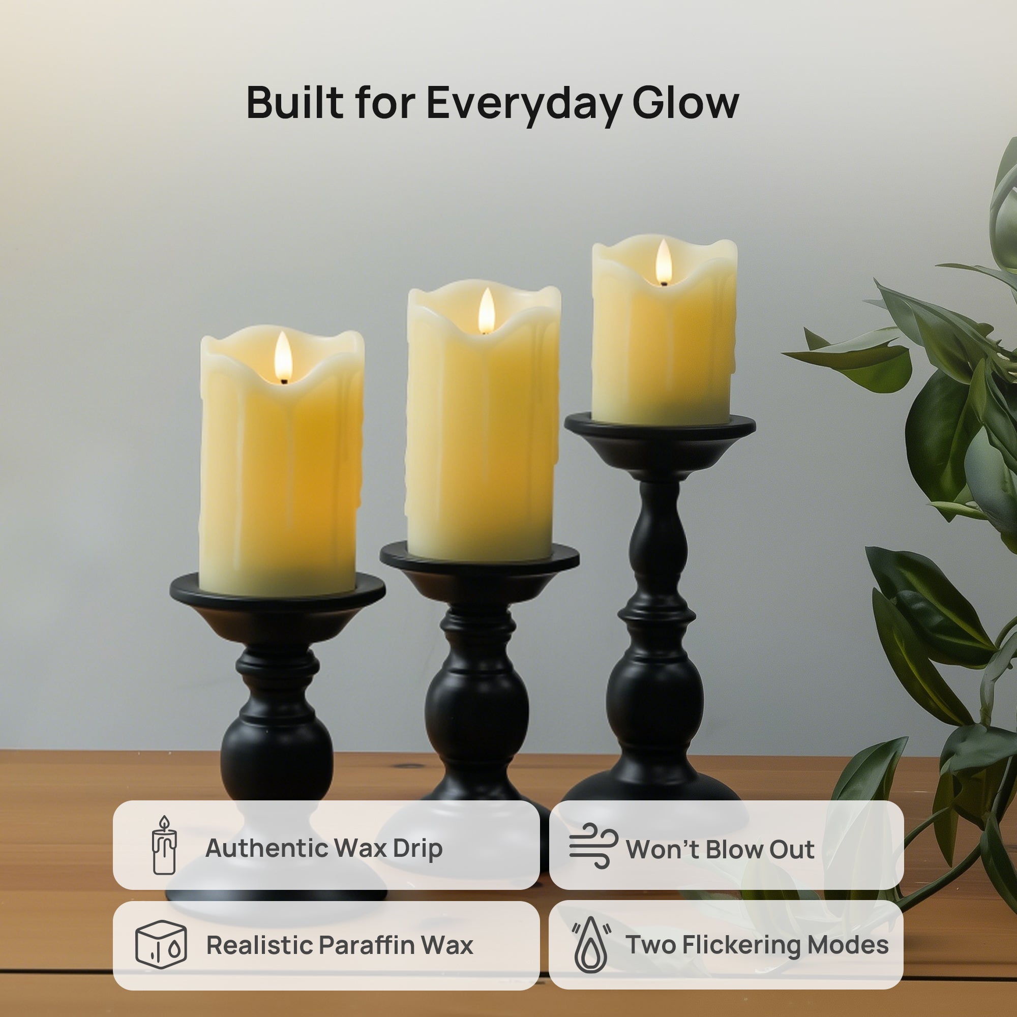 Melted Pillar Candles, Set of 3