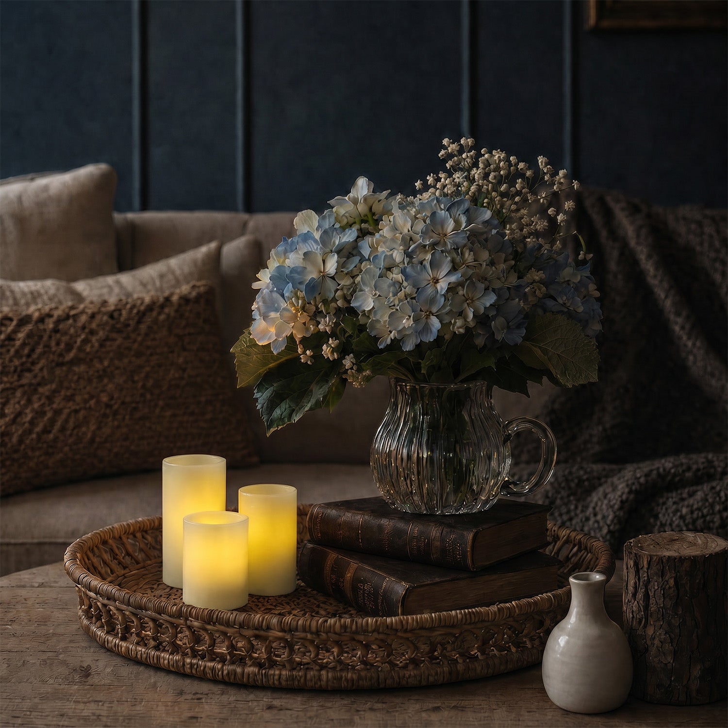 Recessed Flameless Pillar Candles – Set of 3