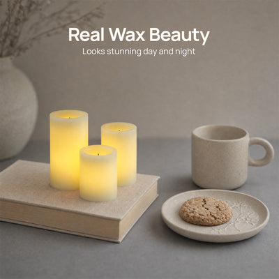 Recessed Flameless Pillar Candles – Set of 3