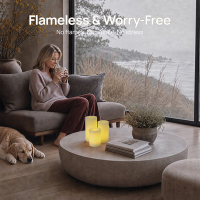 Recessed Flameless Pillar Candles – Set of 3