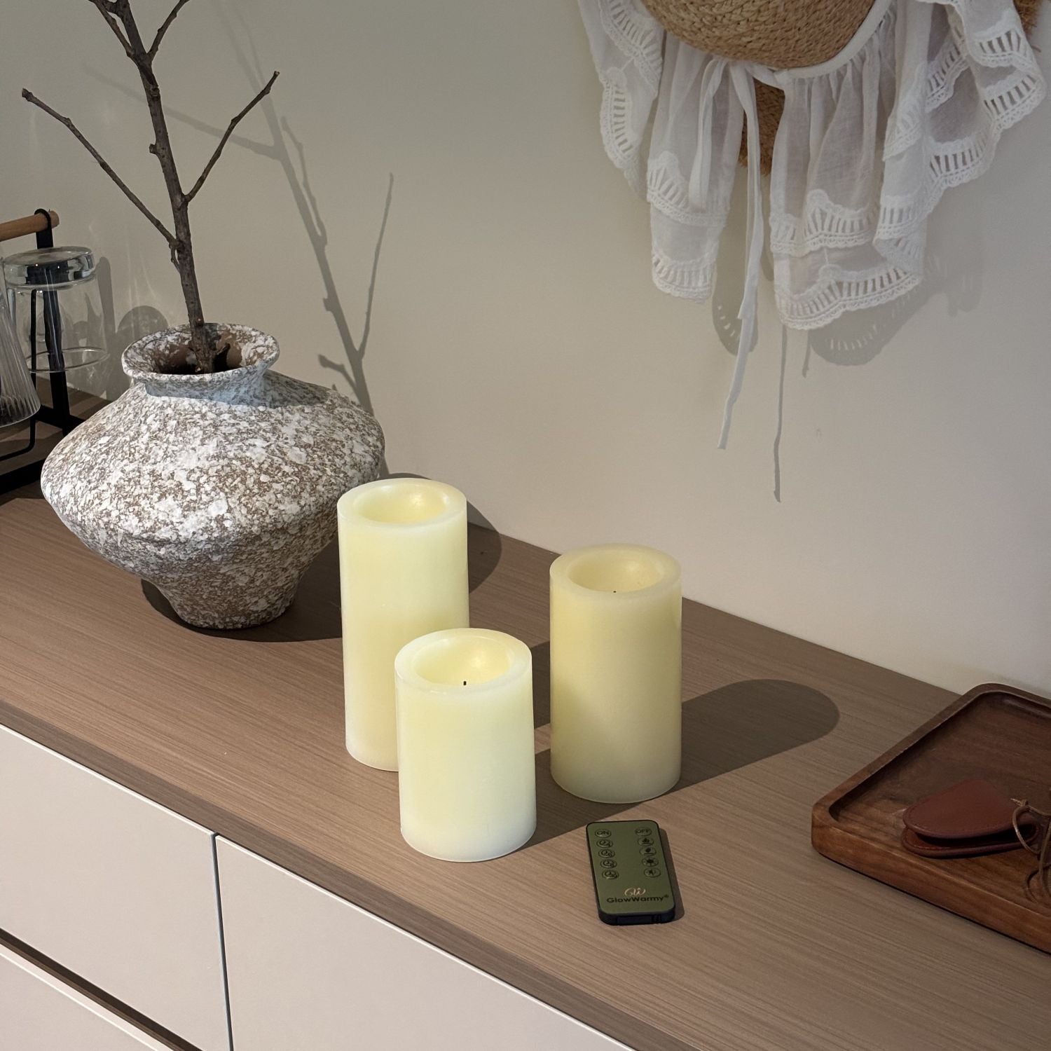 Flat Top Pillar Candles – Set of 3