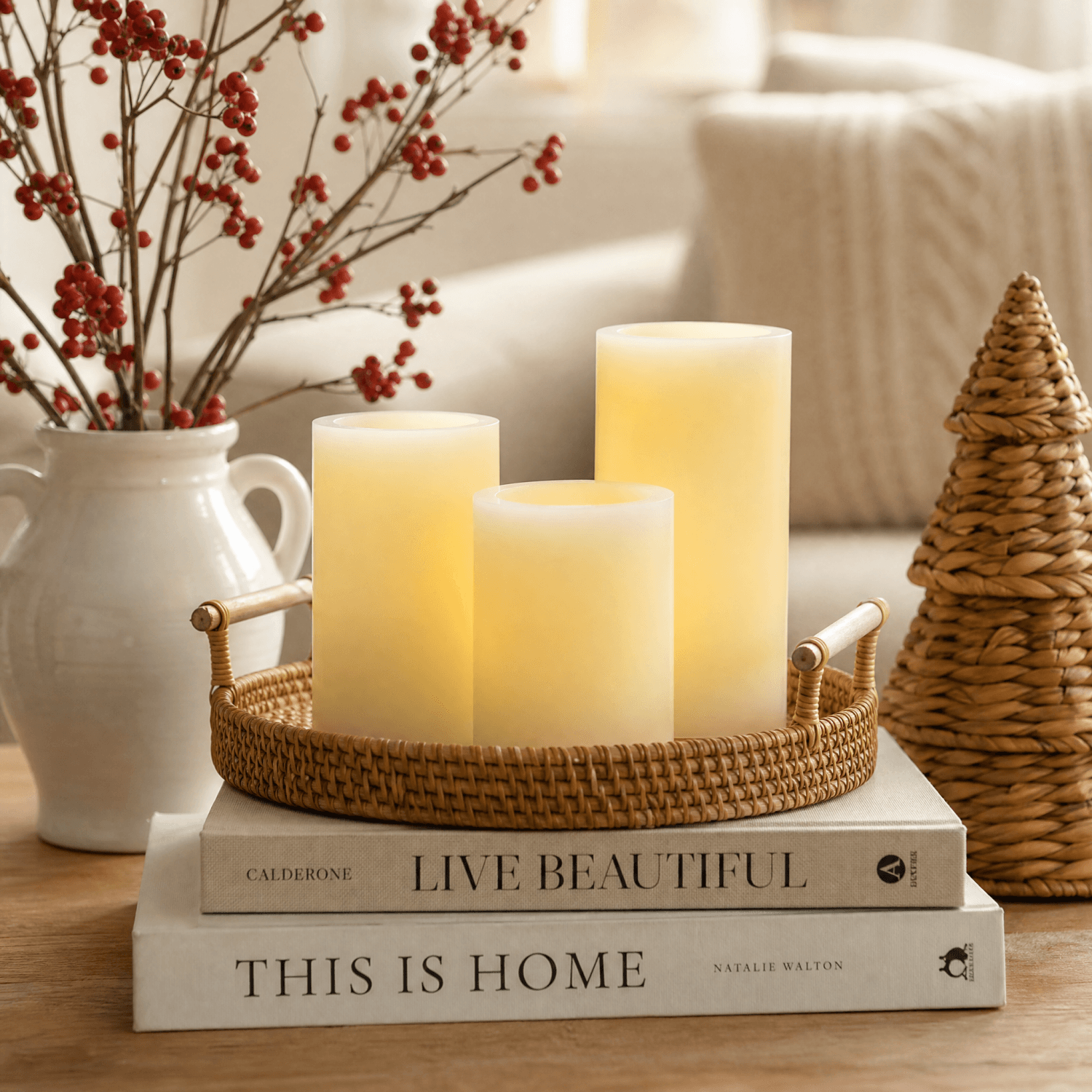 Flat Top Pillar Candles – Set of 3