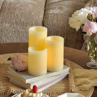 Flat Top Pillar Candles – Set of 3