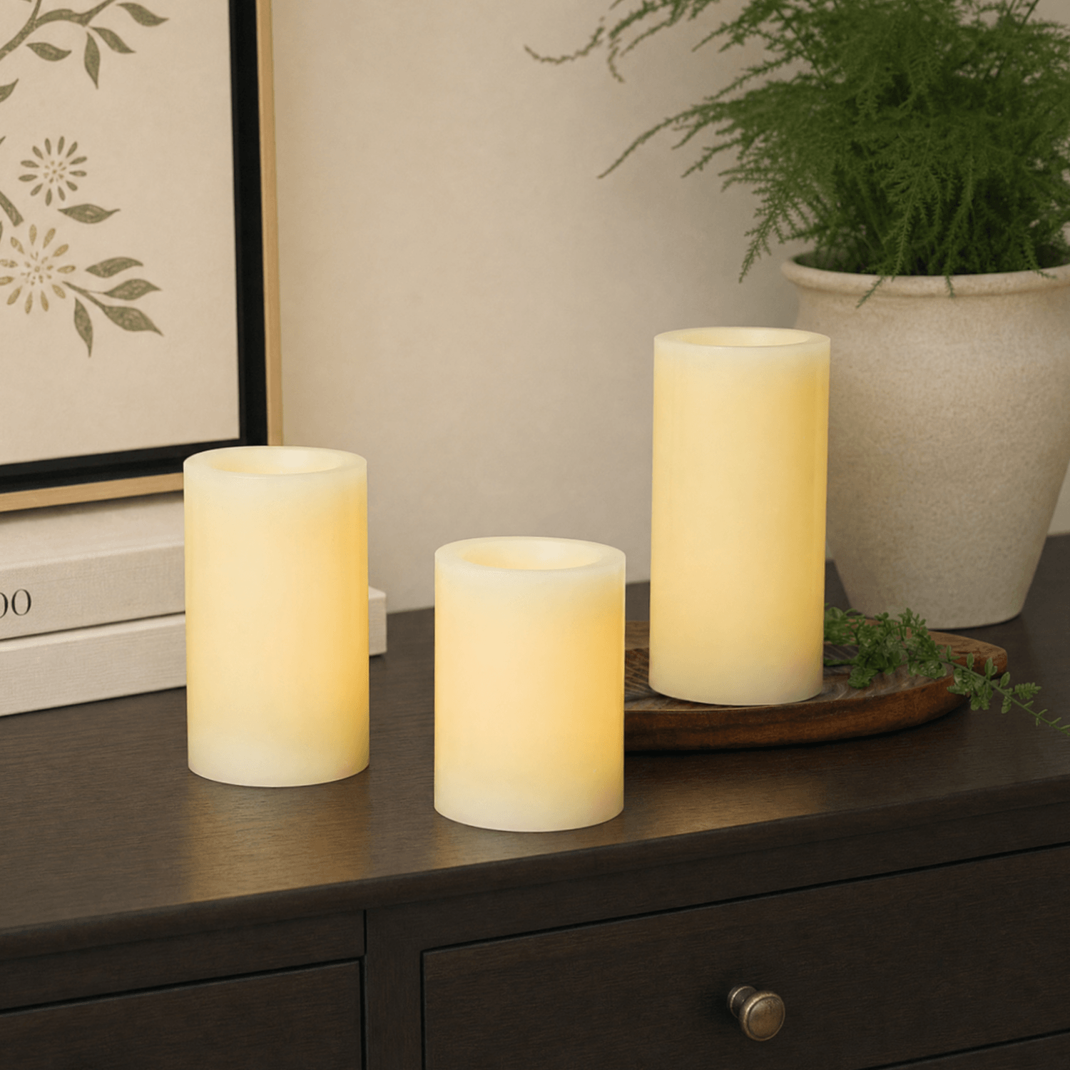 Flat Top Pillar Candles – Set of 3