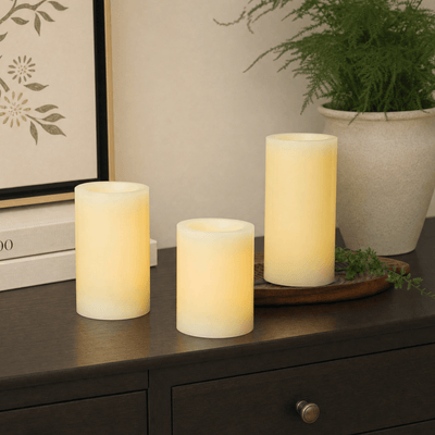 Flat Top Pillar Candles – Set of 3