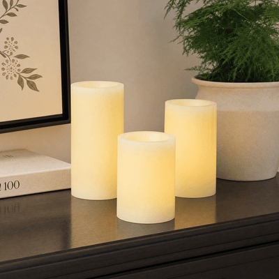 Flat Top Pillar Candles – Set of 3