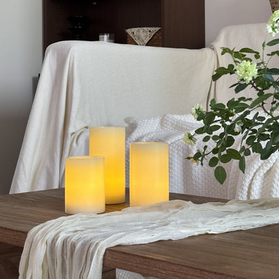 Flat Top Pillar Candles – Set of 3
