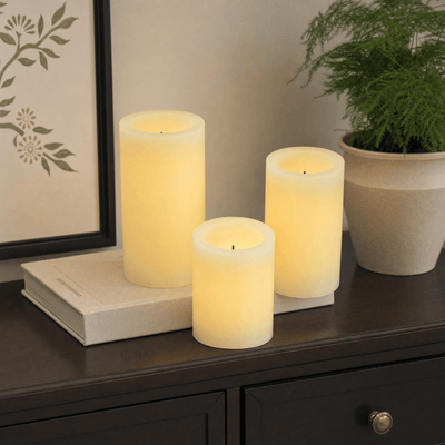 Flat Top Pillar Candles – Set of 3