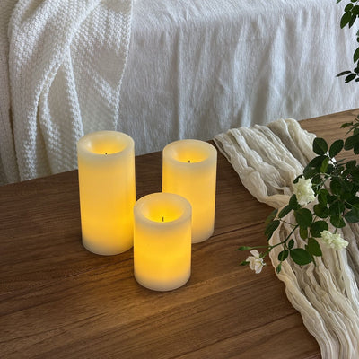 Flat Top Pillar Candles – Set of 3