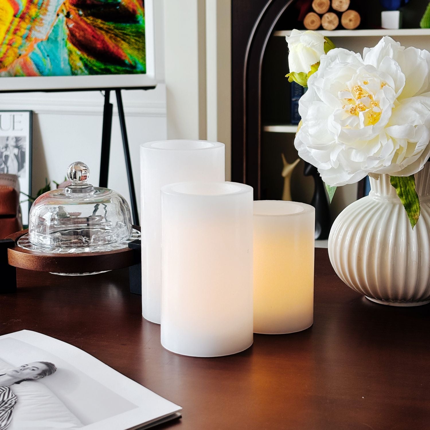 Flat Top Pillar Candles – Set of 3