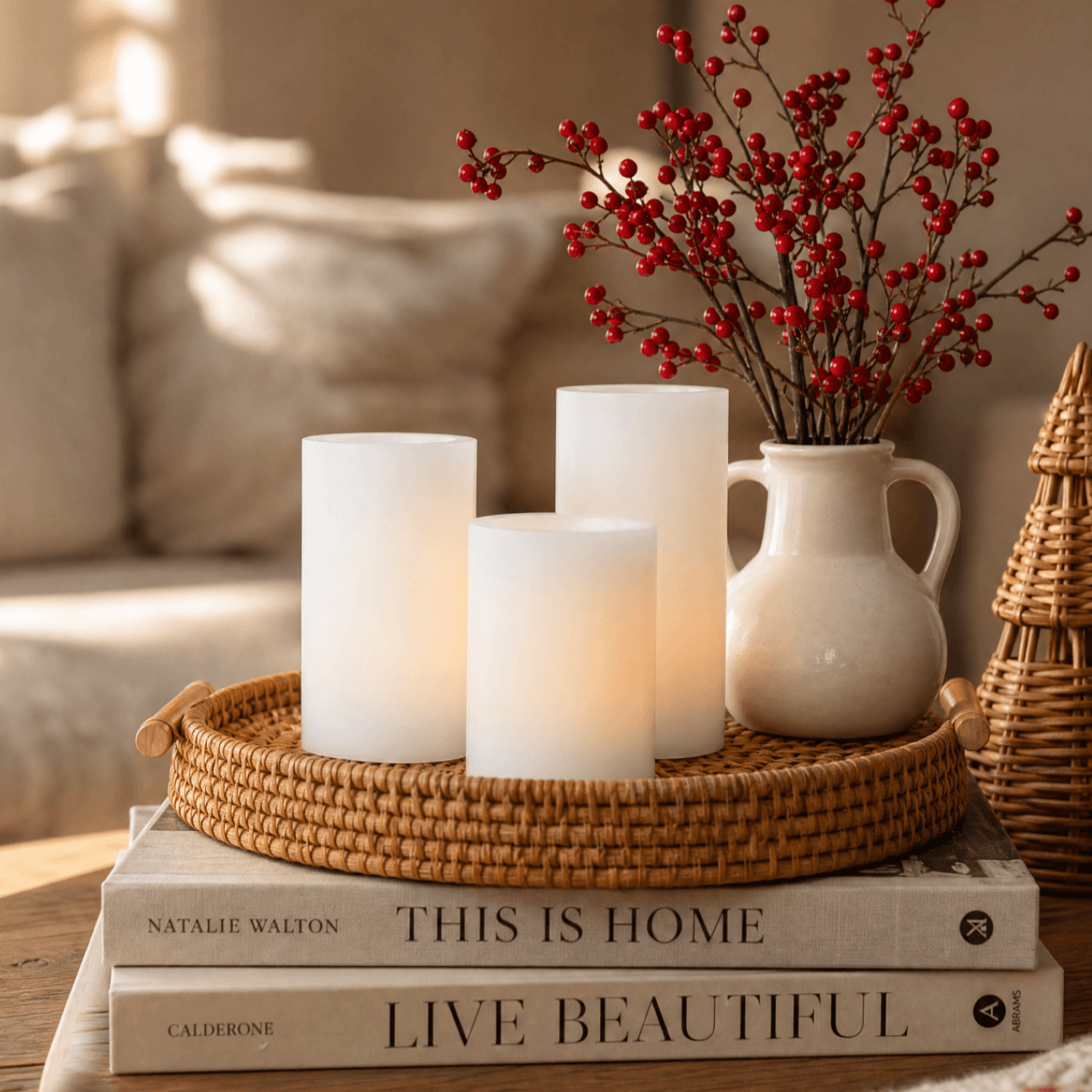 Flat Top Pillar Candles – Set of 3