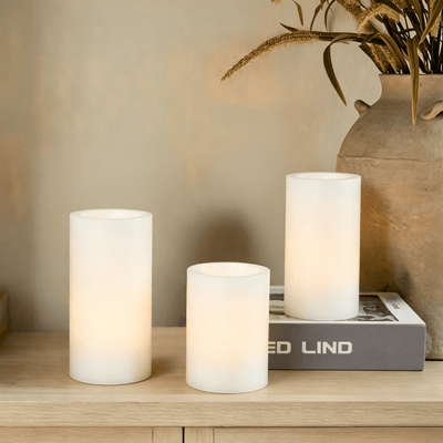 Flat Top Pillar Candles – Set of 3