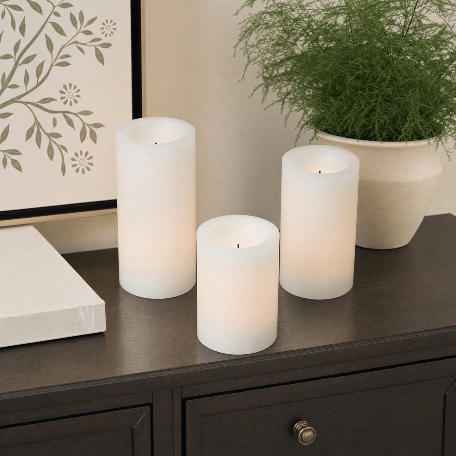 Flat Top Pillar Candles – Set of 3