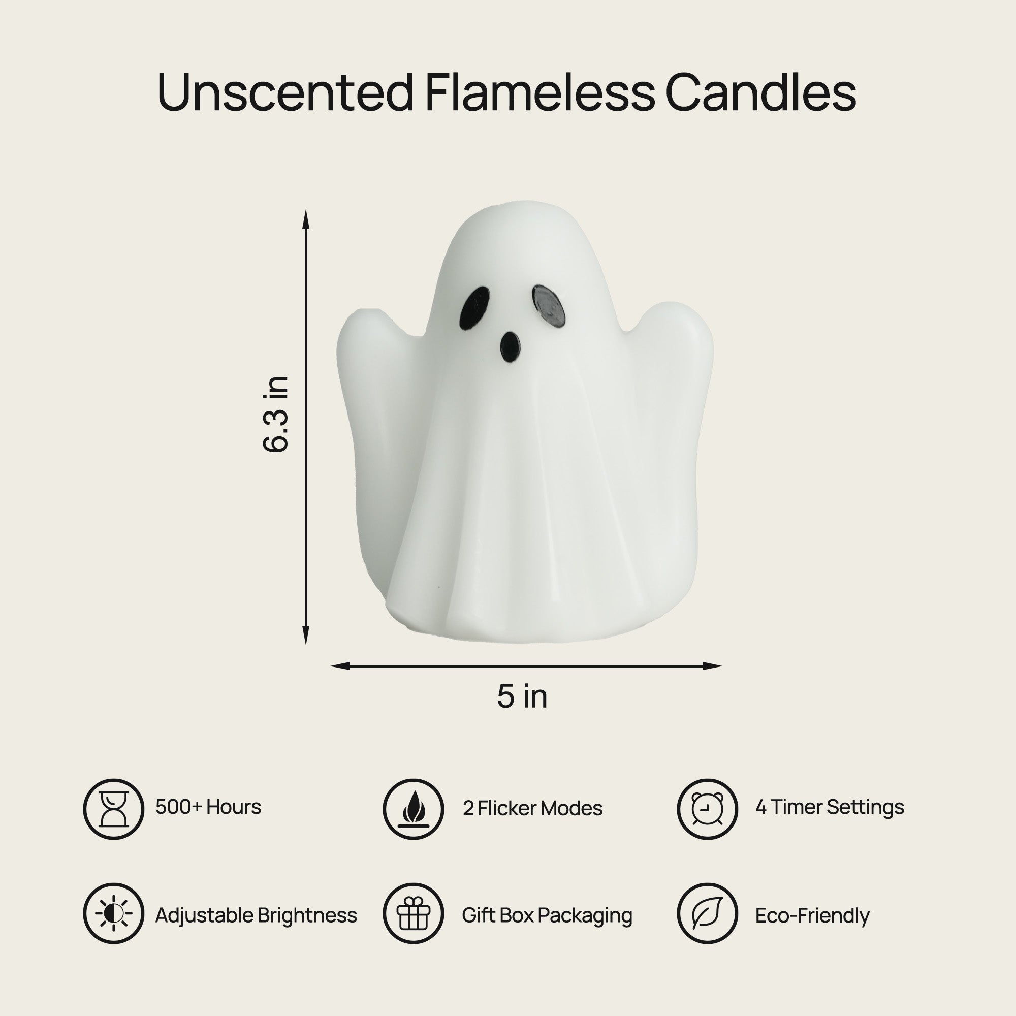 Ghost Wax Candle – 5" Width