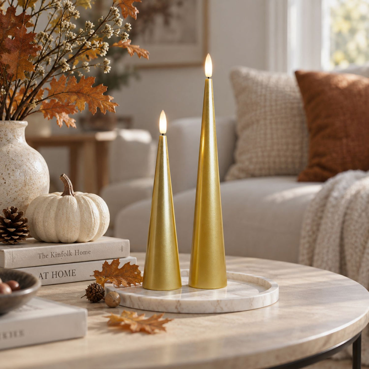 Shiny Cone Candles – Set of 2