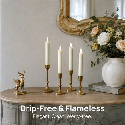 Wave Flameless Taper Candles 6.3"