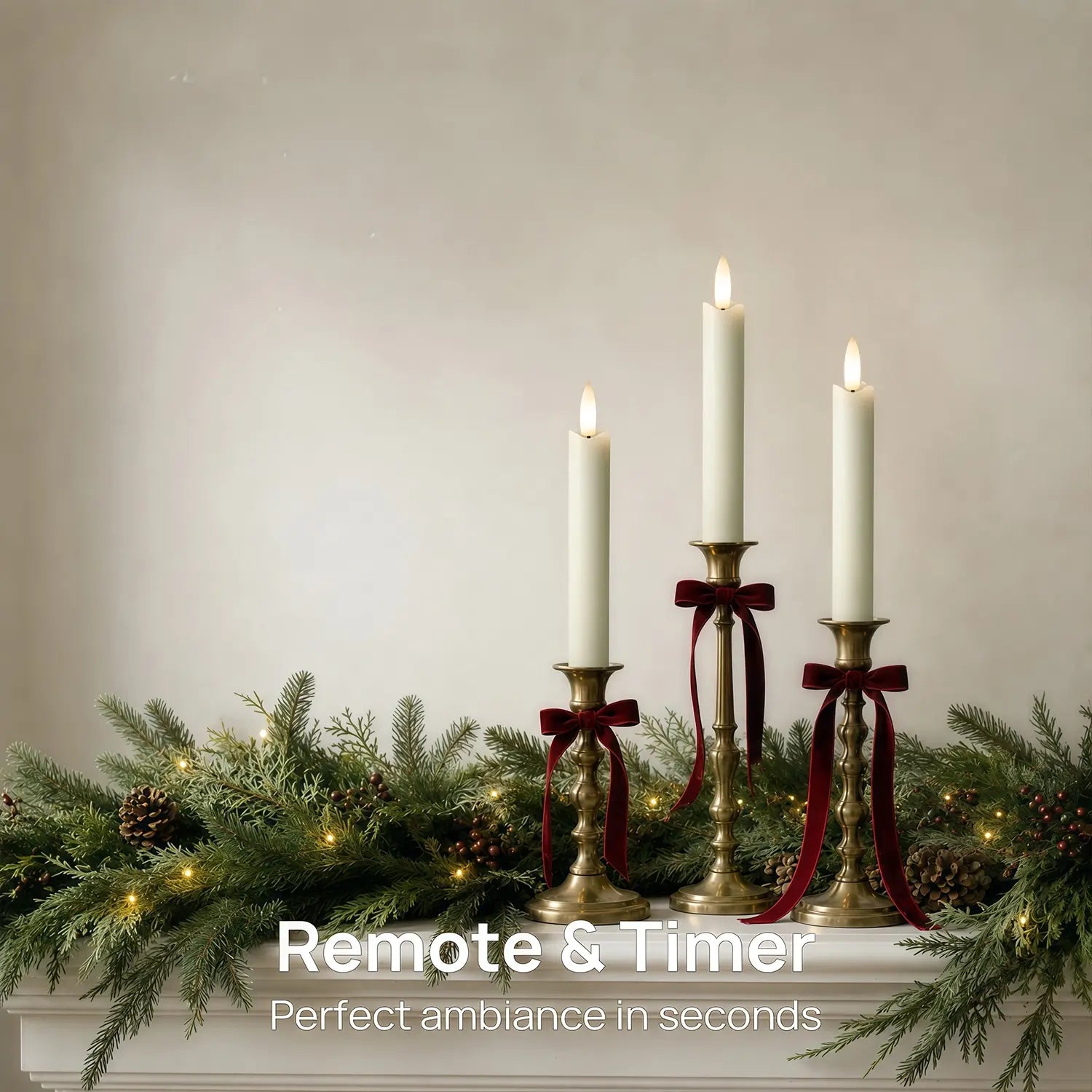 Wave Flameless Taper Candles 6.3"