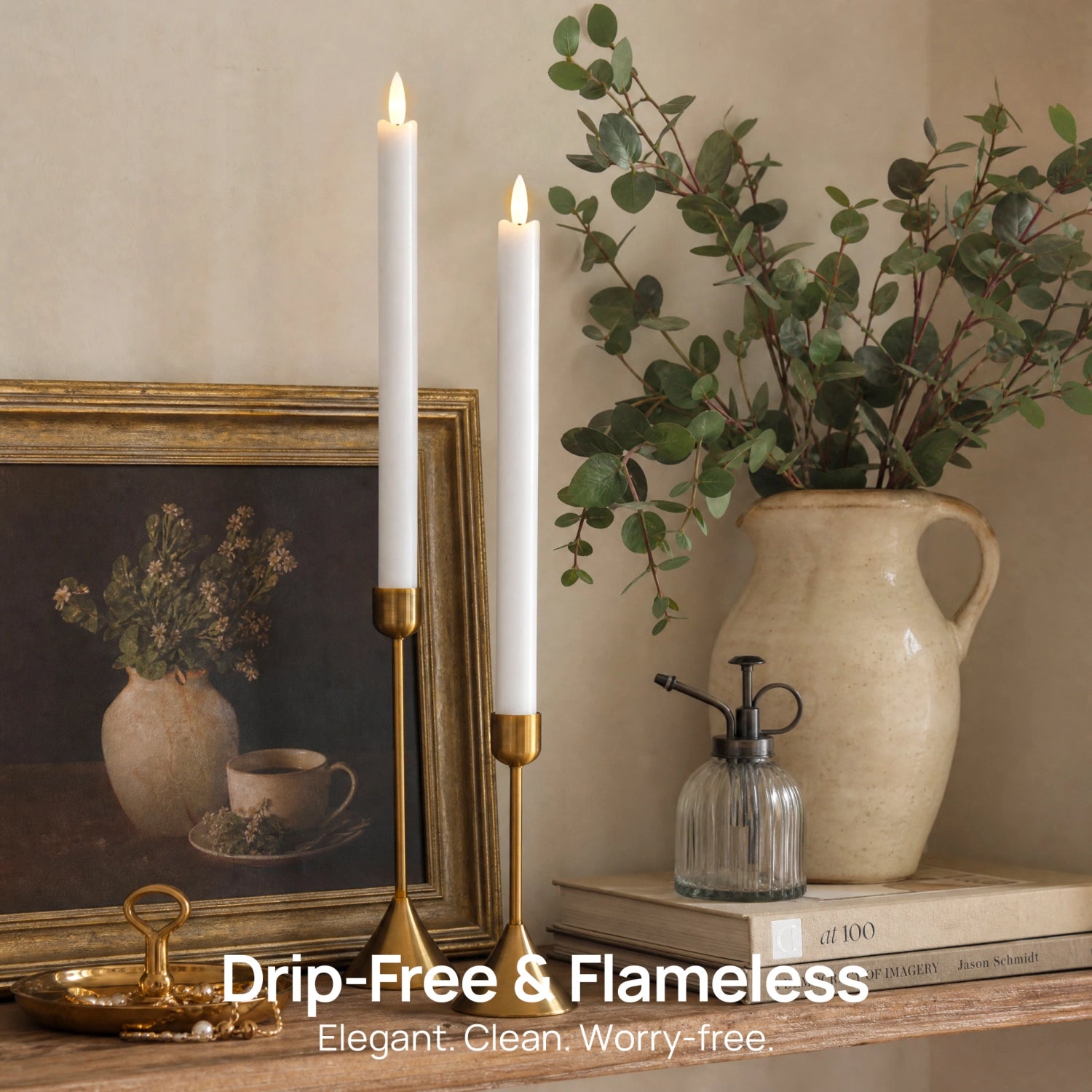 Wave Flameless Taper Candles 11.5"