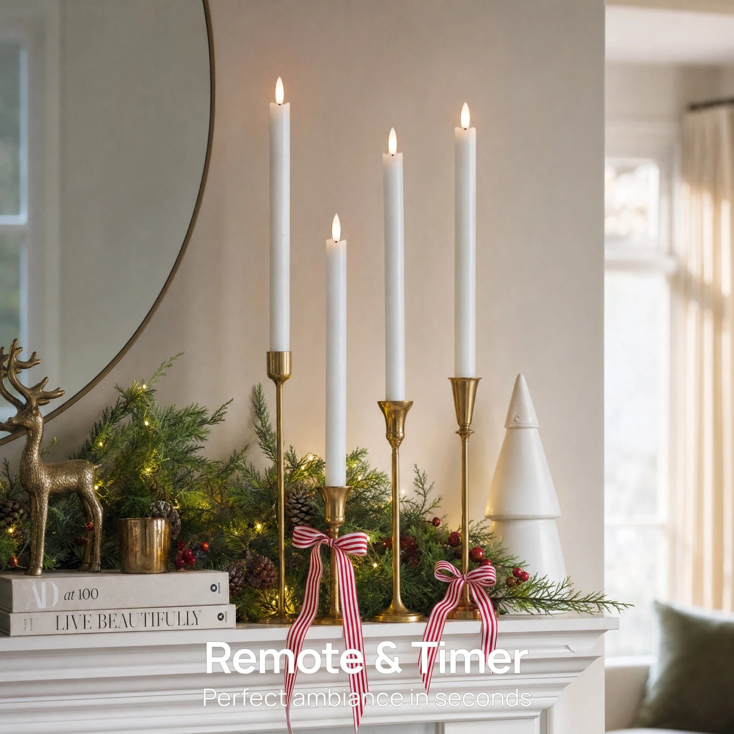 Wave Flameless Taper Candles 11.5"