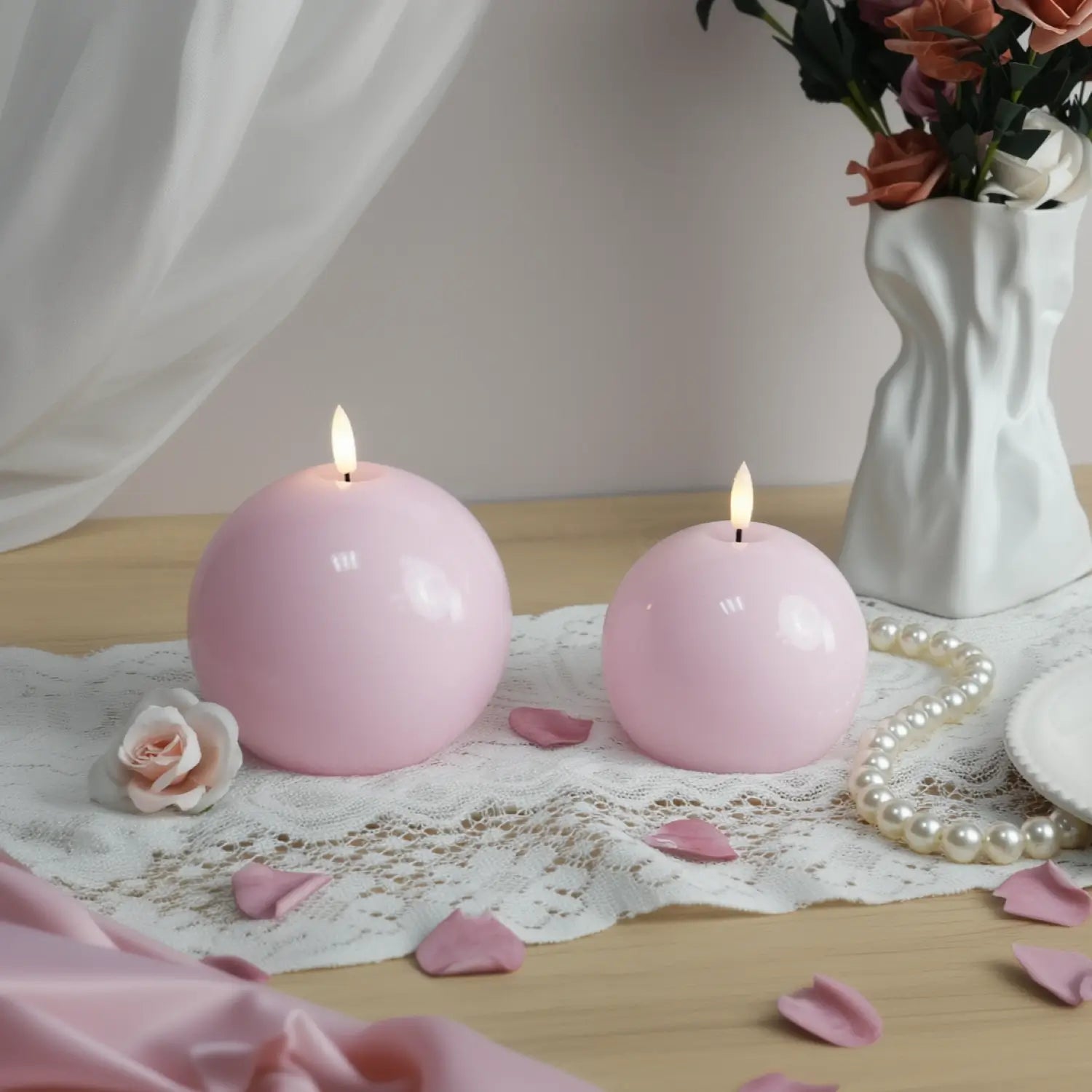 Flameless Sphere Candles – Set of 2