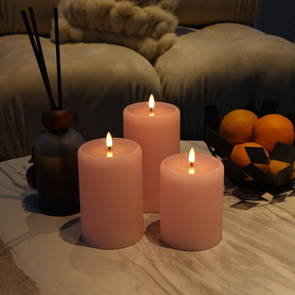 Large Fluted Pillar Candles, Set of 2