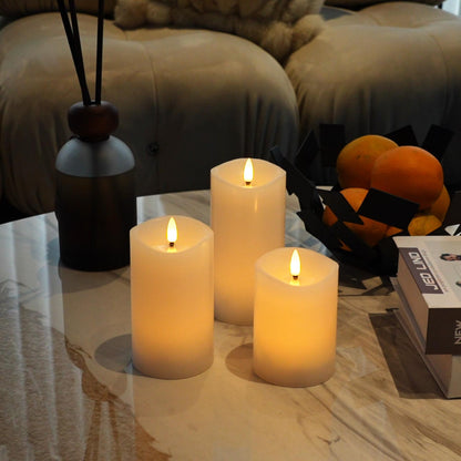 Wave Pillar Candles, Set of 3