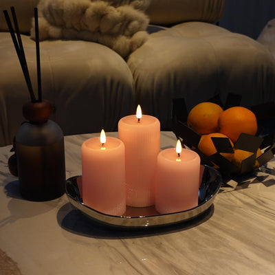 Fluted Pillar Candles – Set of 3