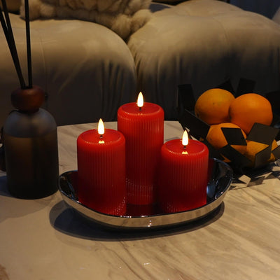 Fluted Pillar Candles – Set of 3