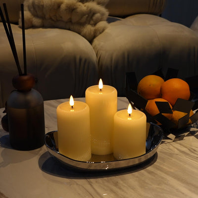 Fluted Pillar Candles – Set of 3