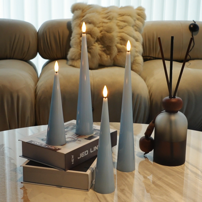 Blue Cone Candles – Set of 4