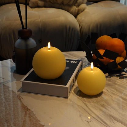 Rustic Sphere Candles, Set of 2