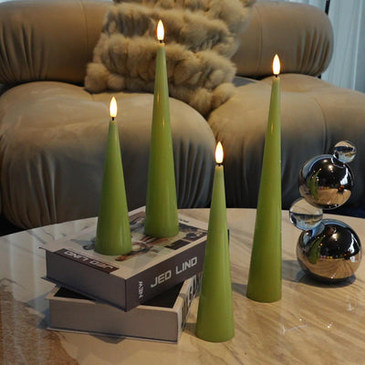 Green Cone Candles – Set of 4