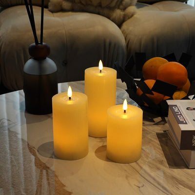 Flat Pillar Candles – Set of 3