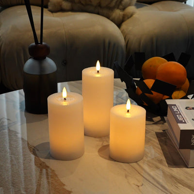 Flat Pillar Candles – Set of 3