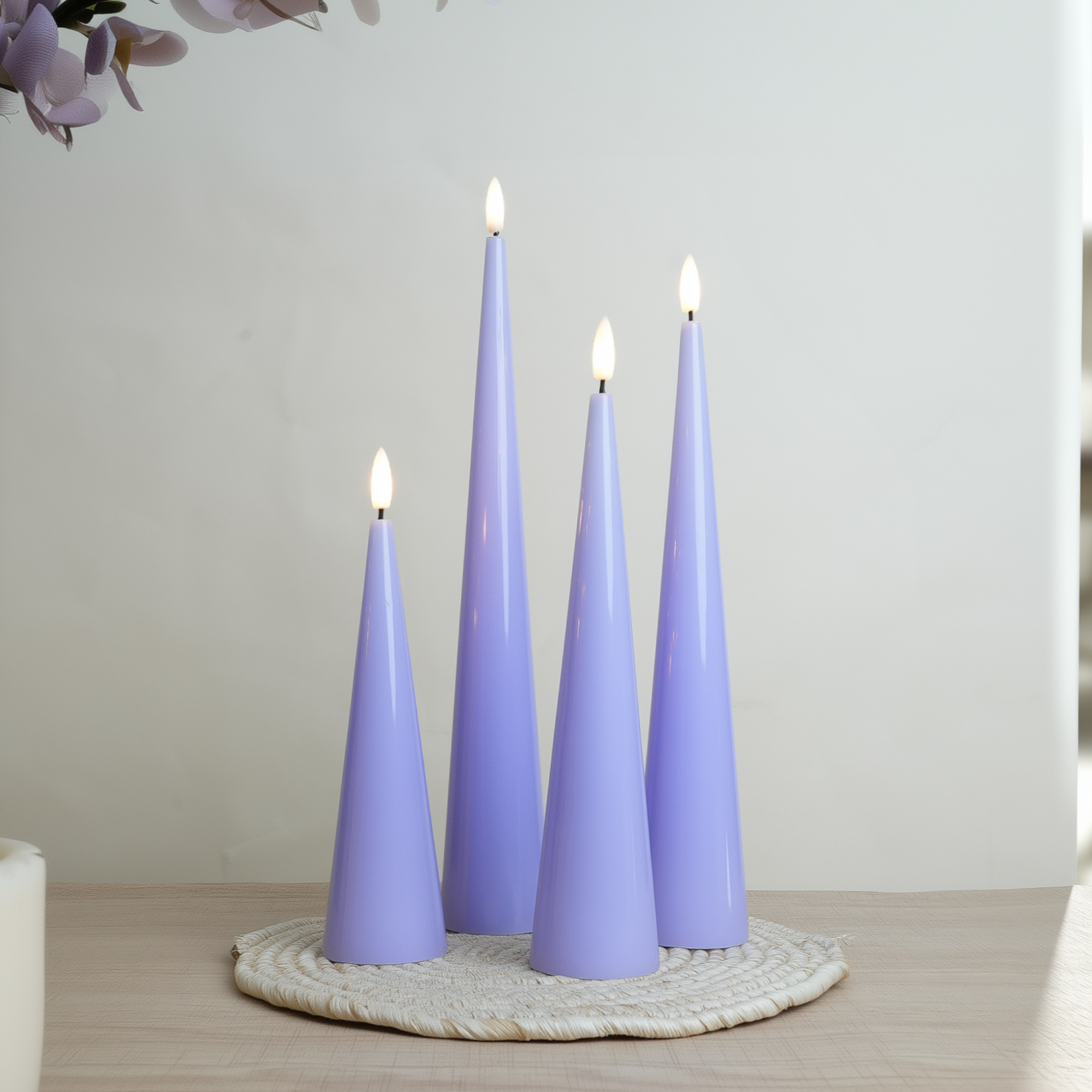 Shiny Cone Candles, Set of 4