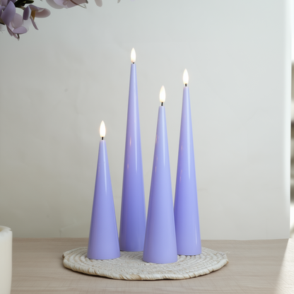 Shiny Cone Candles, Set of 4
