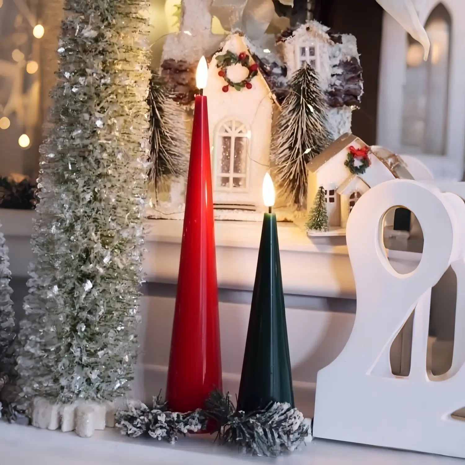 Shiny Cone Candles – Set of 2