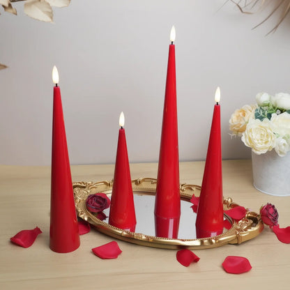 Red Cone Candles – Set of 4