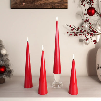 Red Cone Candles – Set of 4
