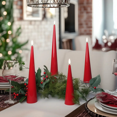Red Cone Candles – Set of 4