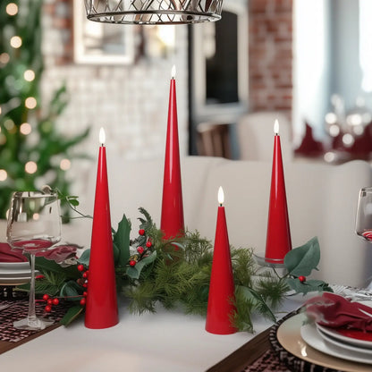 Red Cone Candles – Set of 4