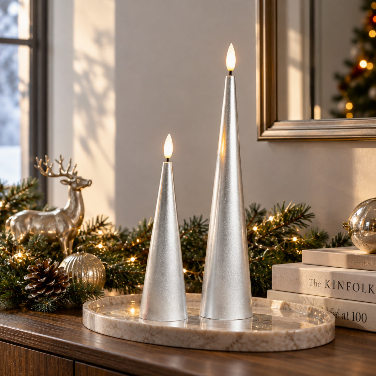 Shiny Cone Candles – Set of 2
