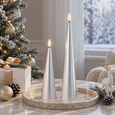 Shiny Cone Candles – Set of 2