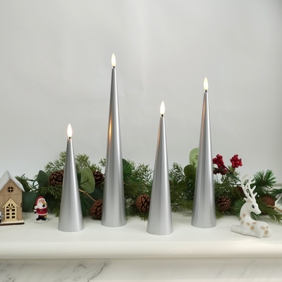 Silver Cone Candles – Set of 4